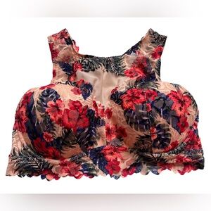 Victoria’s Secret PINK Floral Lace Bralette Push Up Bra High Neck Women’s Large